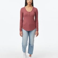 Tentree Women Ribbed Henley Longsleeve