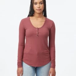 Tentree Women Ribbed Henley Longsleeve