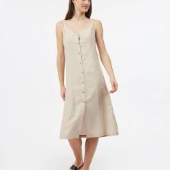 Tentree Button Front Linen Dress Women